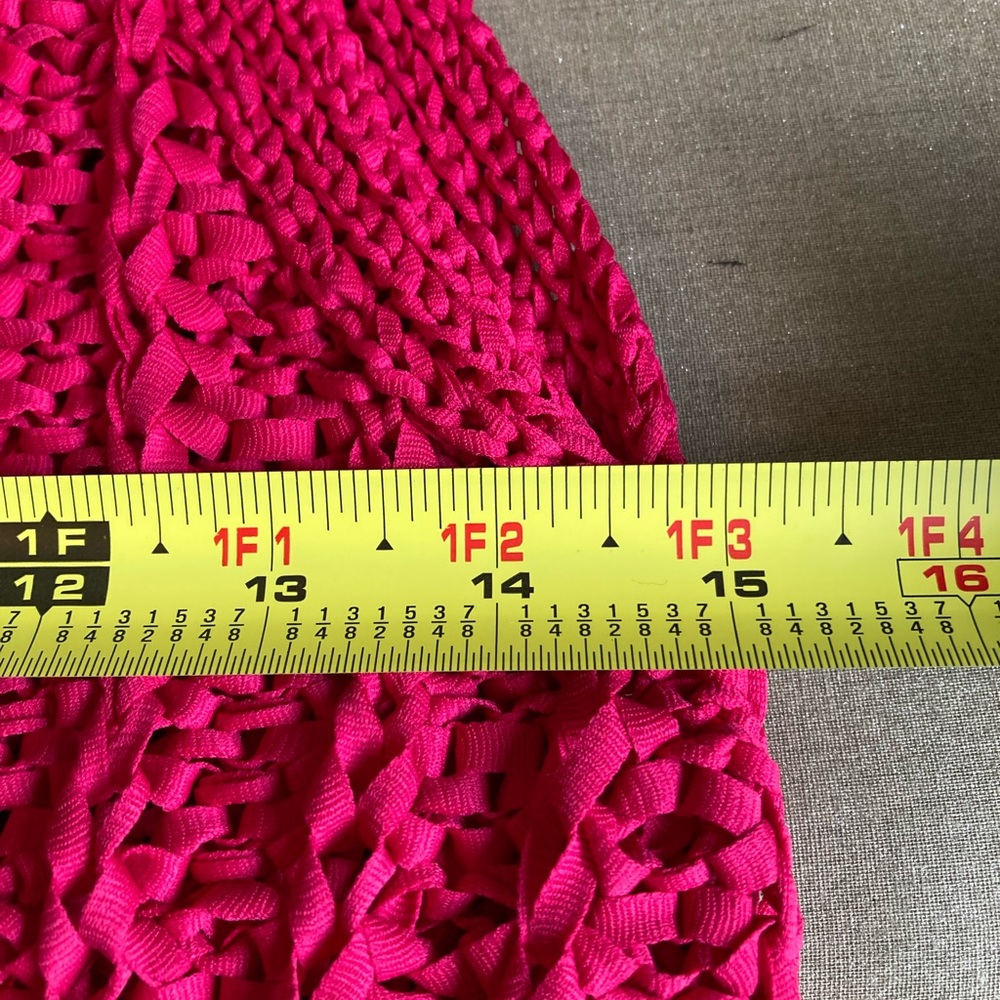 Anthropologie Hot Pink Crochet Sleeveless Mock Neck Top NWOT - Picture 8 of 9